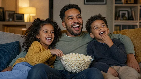 A Family watching movies together
